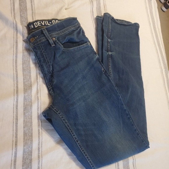 Devil-Dog Jeans Slim-Straight Fit Dark wash sz:30x34 - Picture 3 of 8